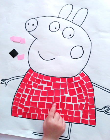 Dibujos decorados con mosaico de papel, una manualidad ideal para niños