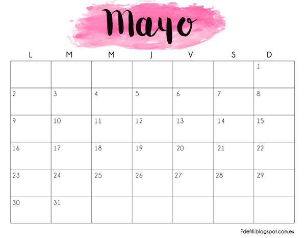 Calendario para descargar e imprimir – Mayo 2016
